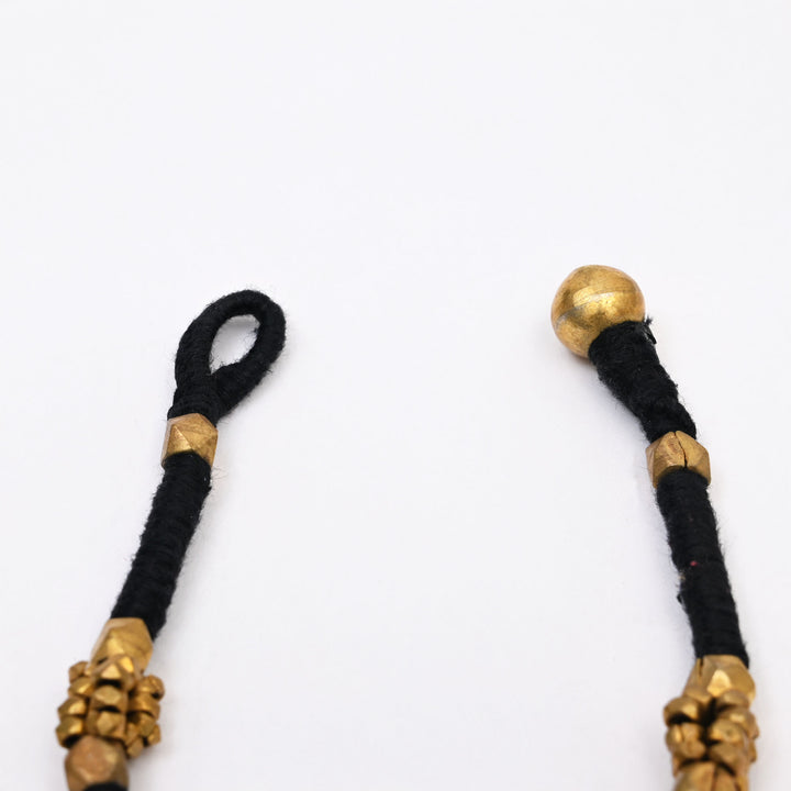 Tribal Brass Cotton Bracelet | Handmade Beaded Ancient Pattern Jewelry