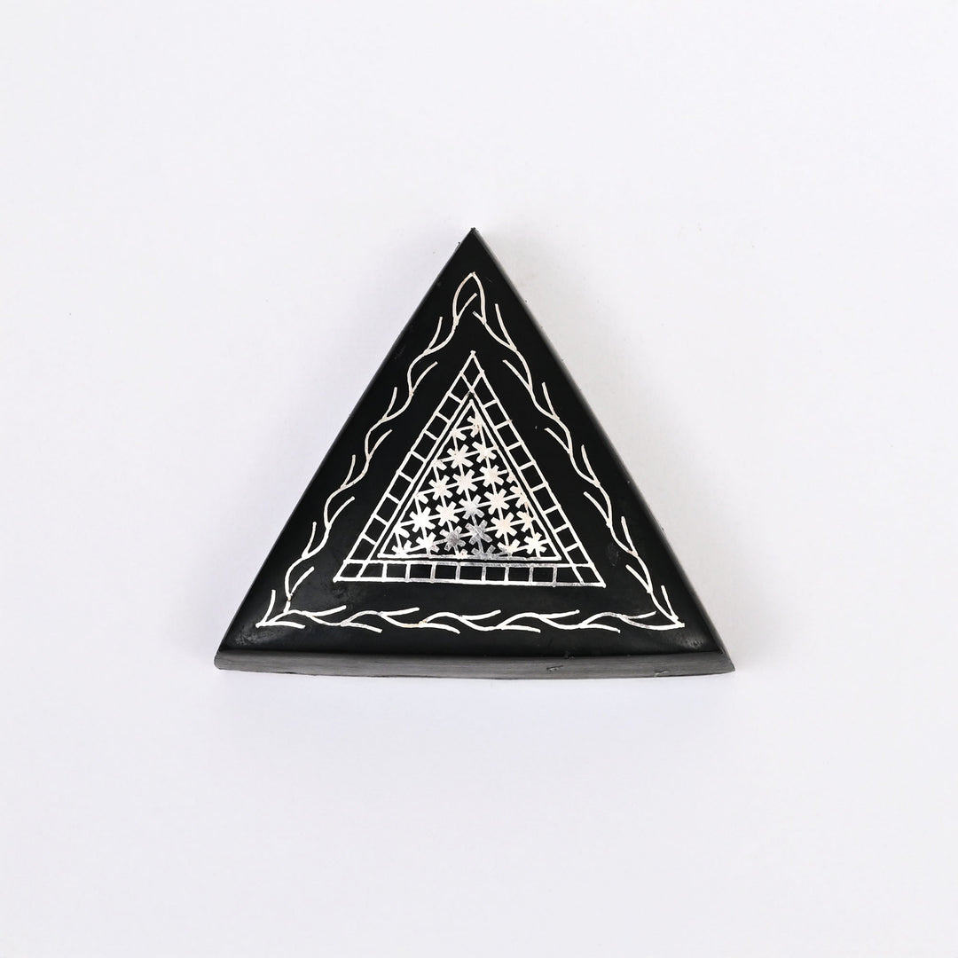 Handcrafted Bidri Paperweight | Black with Silver Inlay