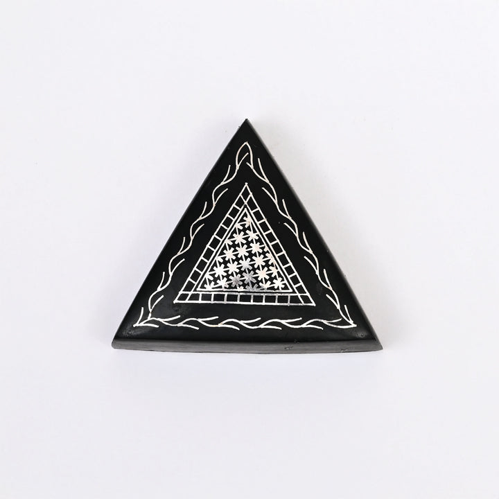 Handcrafted Bidri Paperweight | Black with Silver Inlay
