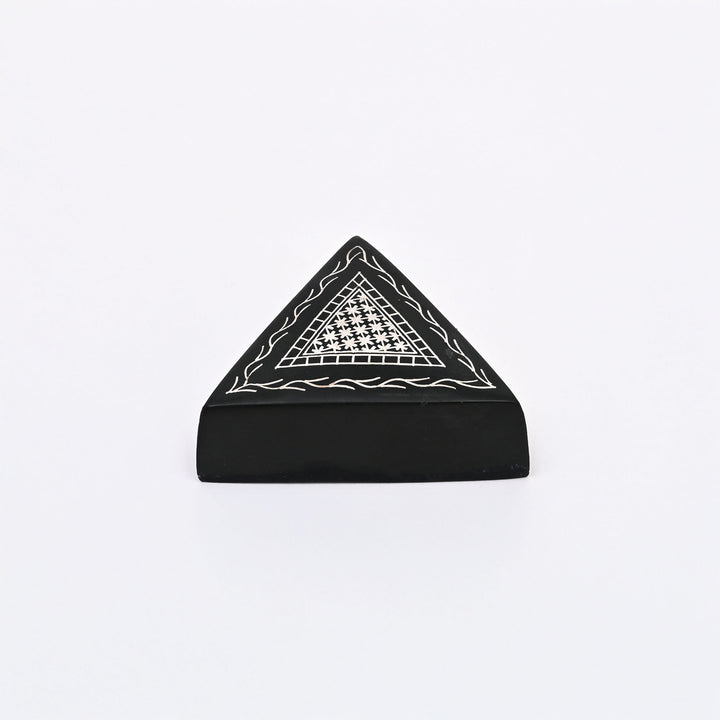 Handcrafted Bidri Paperweight | Black with Silver Inlay
