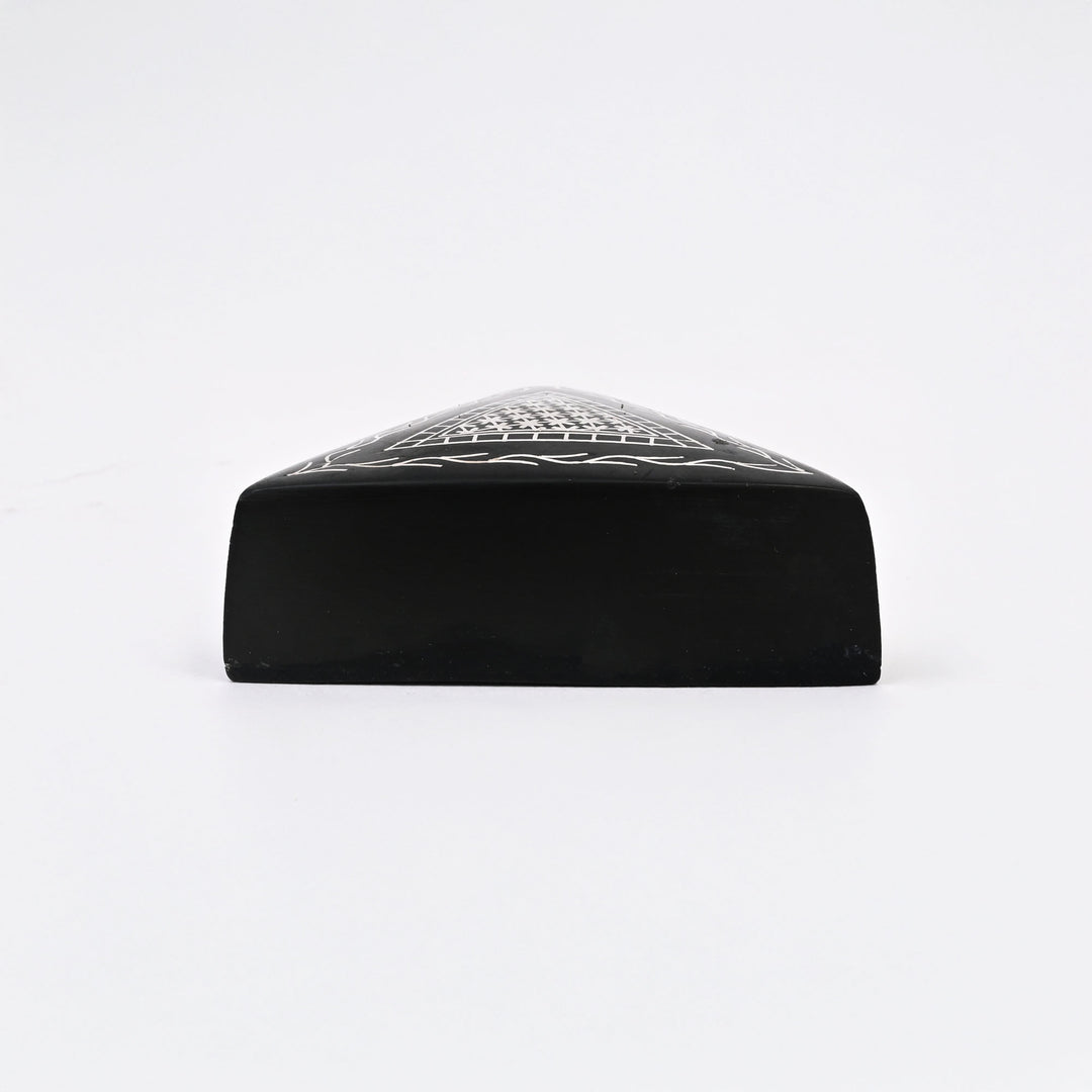 Handcrafted Bidri Paperweight | Black with Silver Inlay