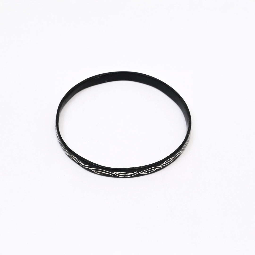 Bidri Bell Kada Bangle Silver Inlay | Traditional Zinc Copper Alloy Jewelry