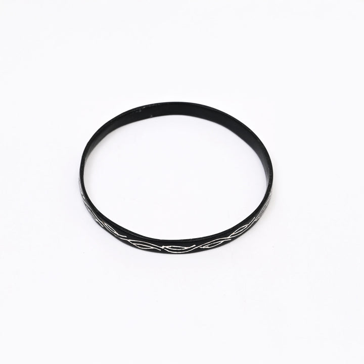 Bidri Bell Kada Bangle Silver Inlay | Traditional Zinc Copper Alloy Jewelry