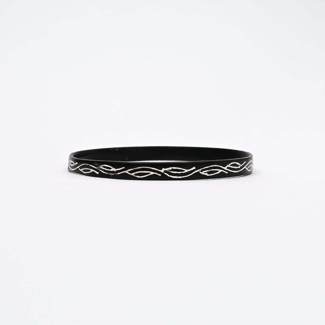 Bidri Bell Kada Bangle Silver Inlay | Traditional Zinc Copper Alloy Jewelry
