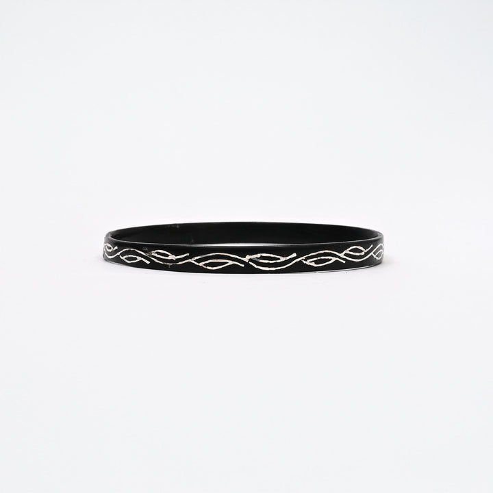 Bidri Bell Kada Bangle Silver Inlay | Traditional Zinc Copper Alloy Jewelry
