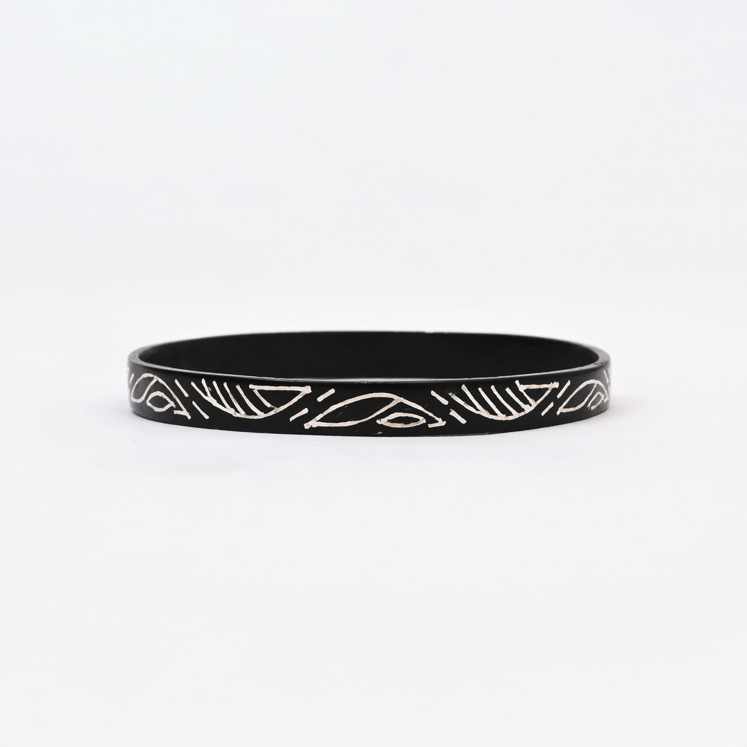 Bidri Bell Bangles Silver Inlay | Handcrafted Zinc Copper Alloy Traditional