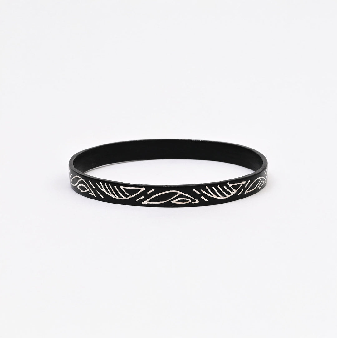 Bidri Bell Bangles Silver Inlay | Handcrafted Zinc Copper Alloy Traditional