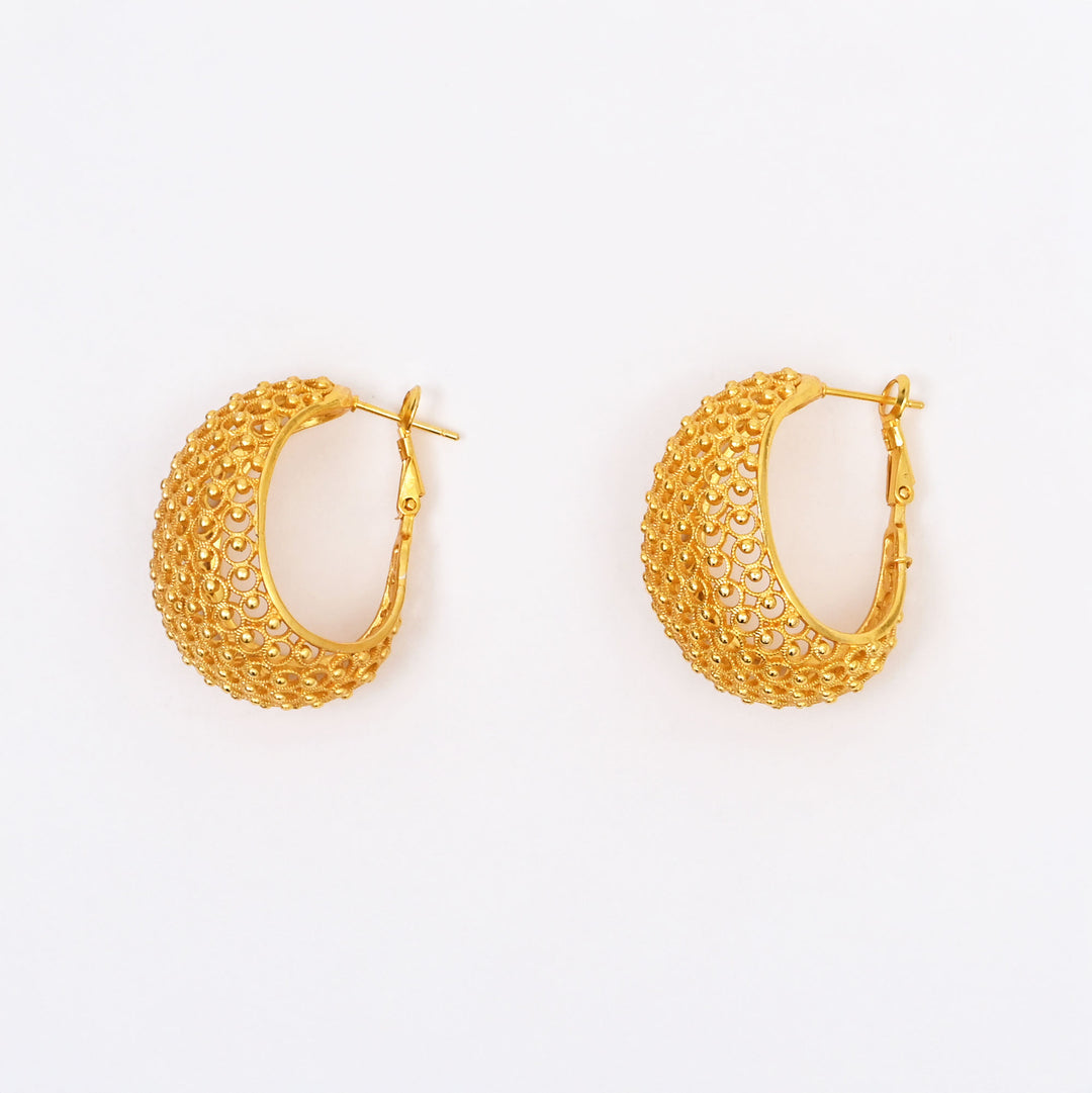 Artisan Hoop Earrings | Basket Weave Texture in Brass