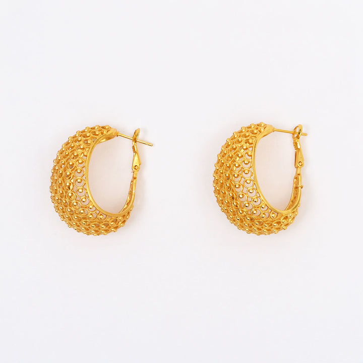 Artisan Hoop Earrings | Basket Weave Texture in Brass