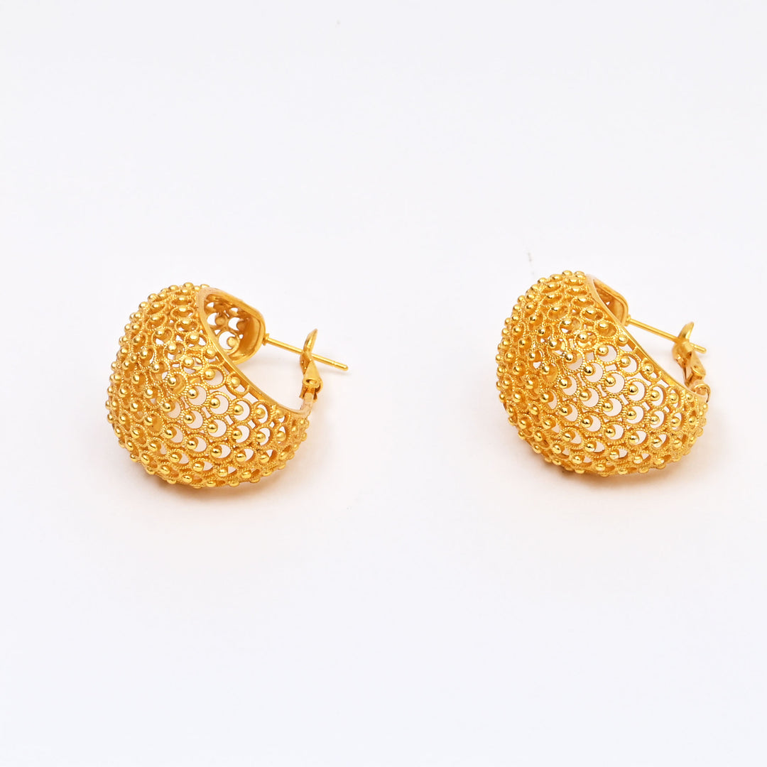 Artisan Hoop Earrings | Basket Weave Texture in Brass