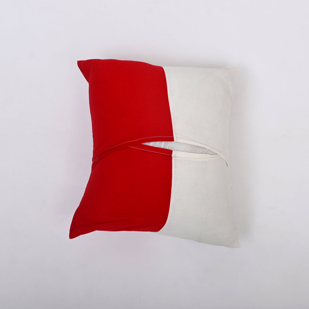 Cotton Throw Pillow Cover with Heart-Shaped Applique | Handcrafted Charm for Cozy Spaces