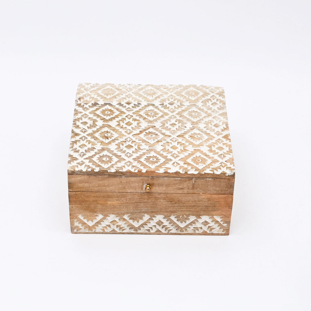 Decorative Nested Boxes Set of 3 | Hand Carved | Mango Wood