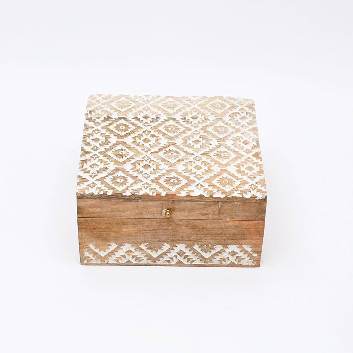 Decorative Nested Boxes Set of 3 | Hand Carved | Mango Wood