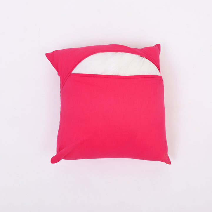 Pink Cotton Pillow Cover with Multicolour Embroidery | Handcrafted Elegance for Modern Homes
