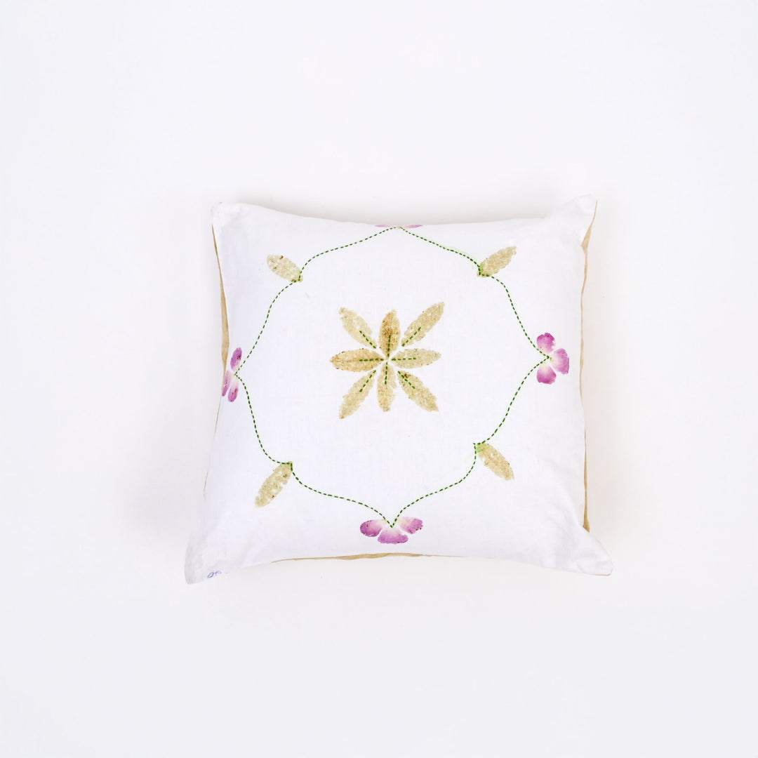 Handcrafted Casement Throw Pillow Cover | Delicate Floral Embroidery