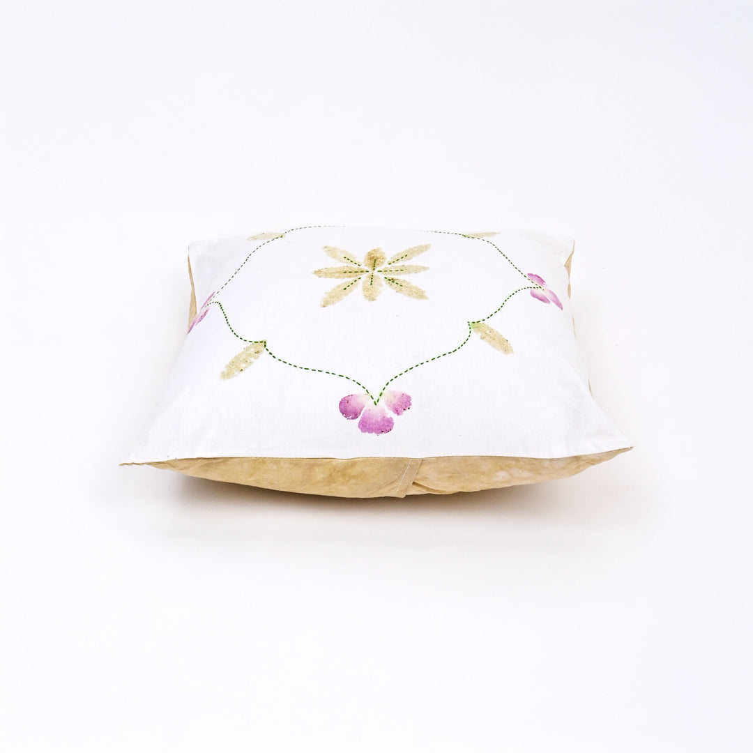 Handcrafted Casement Throw Pillow Cover | Delicate Floral Embroidery