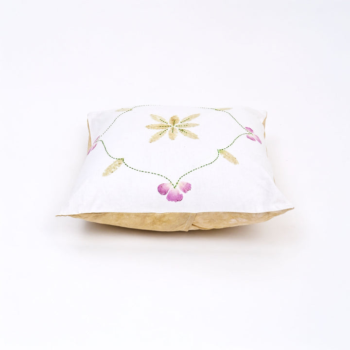 Handcrafted Casement Throw Pillow Cover | Delicate Floral Embroidery