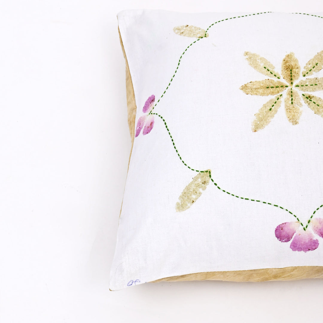 Handcrafted Casement Throw Pillow Cover | Delicate Floral Embroidery