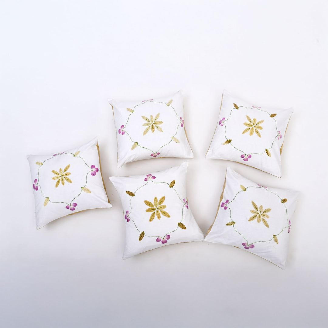 Handcrafted Casement Throw Pillow Cover | Delicate Floral Embroidery