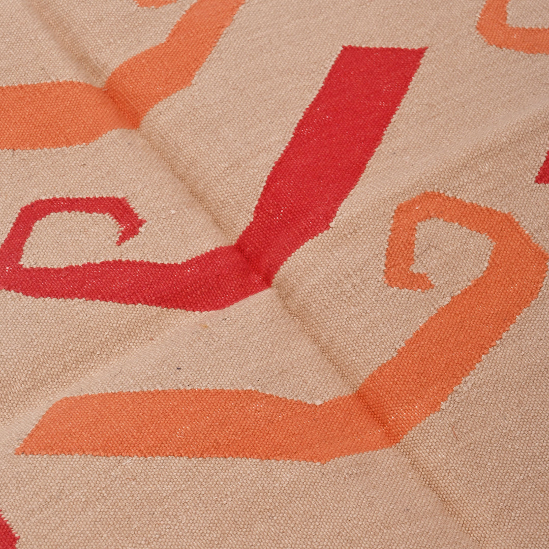 Peach Paisley Stripe Cotton Rug, 3x5 ft | Handwoven Area Rug