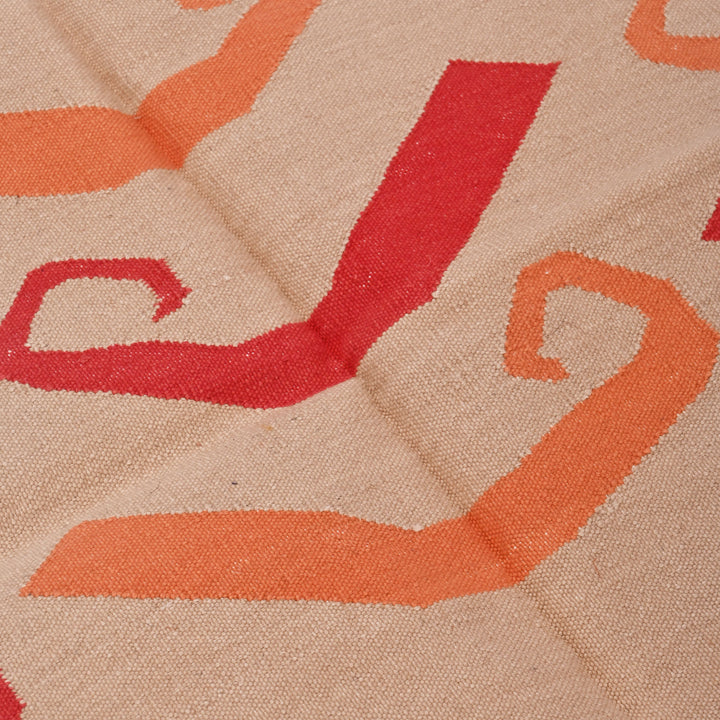 Peach Paisley Stripe Cotton Rug, 3x5 ft | Handwoven Area Rug