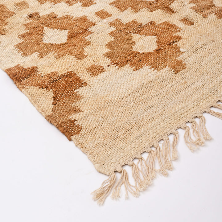 Mocha Mosaic Cotton & Jute Rug – 3x5 ft | Handwoven Natural Blend