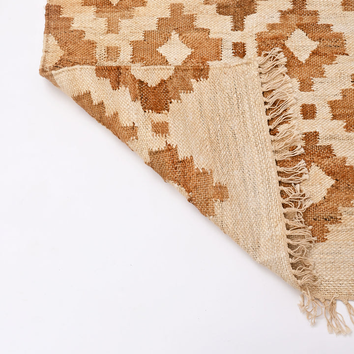 Mocha Mosaic Cotton & Jute Rug – 3x5 ft | Handwoven Natural Blend