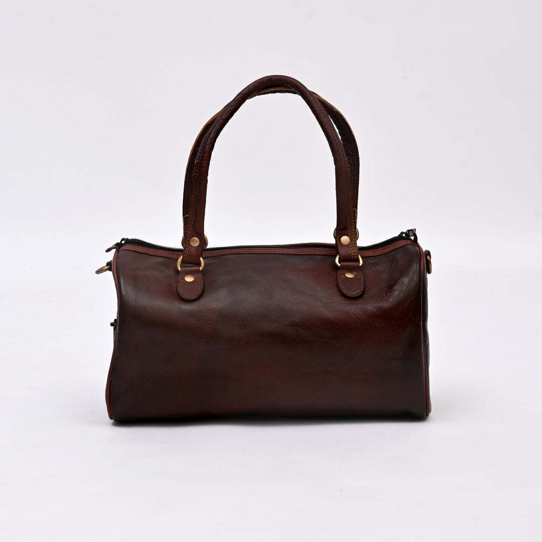 Handcrafted Leather Duffle Bag | Dark Brown | Compact & Functional Travel Companion