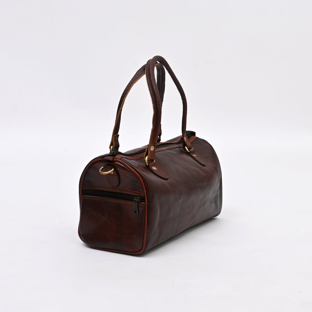 Handcrafted Leather Duffle Bag | Dark Brown | Compact & Functional Travel Companion