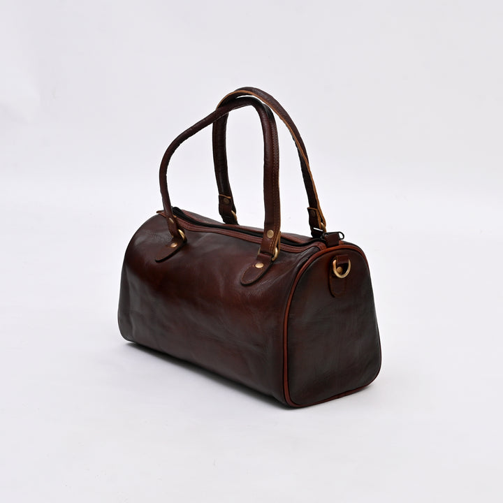 Handcrafted Leather Duffle Bag | Dark Brown | Compact & Functional Travel Companion