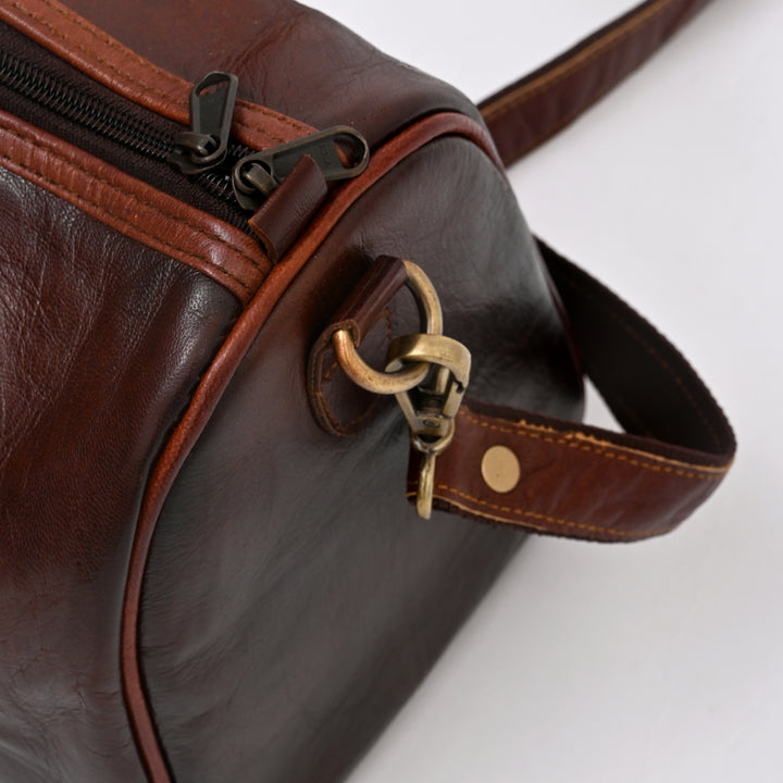 Handcrafted Leather Duffle Bag | Dark Brown | Compact & Functional Travel Companion