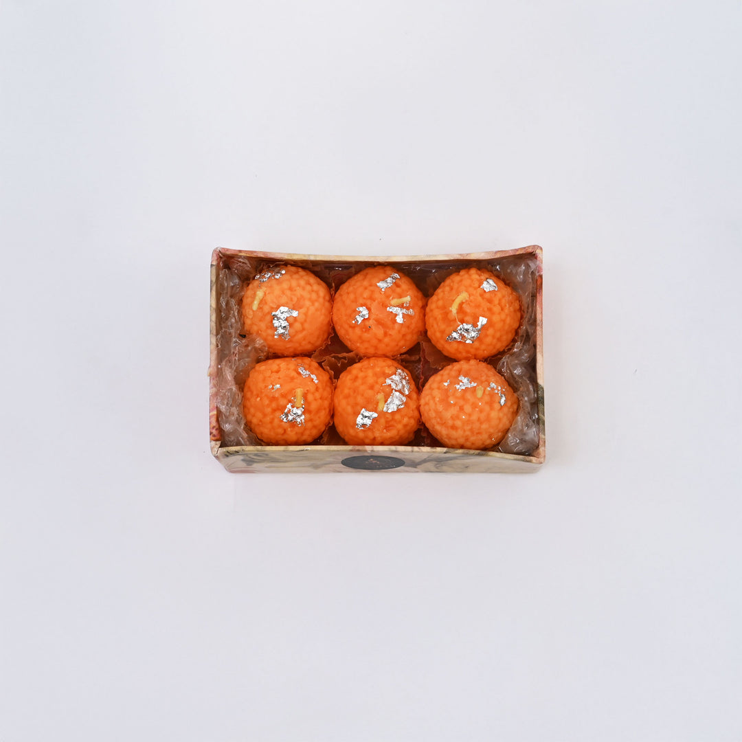 Laddu Festival Candles | Kesar Cardamom Soy Wax Indian Sweet Design