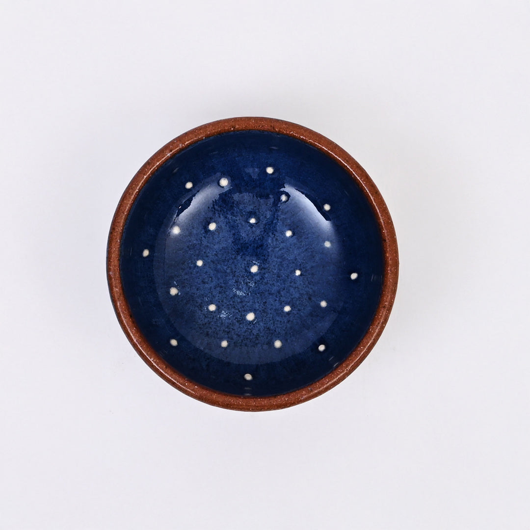 Handmade Terracotta Slip Bowl | Glossy Blue Slip Glaze | Rustic Elegance for Modern Tables