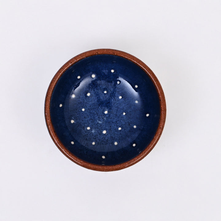 Handmade Terracotta Slip Bowl | Glossy Blue Slip Glaze | Rustic Elegance for Modern Tables