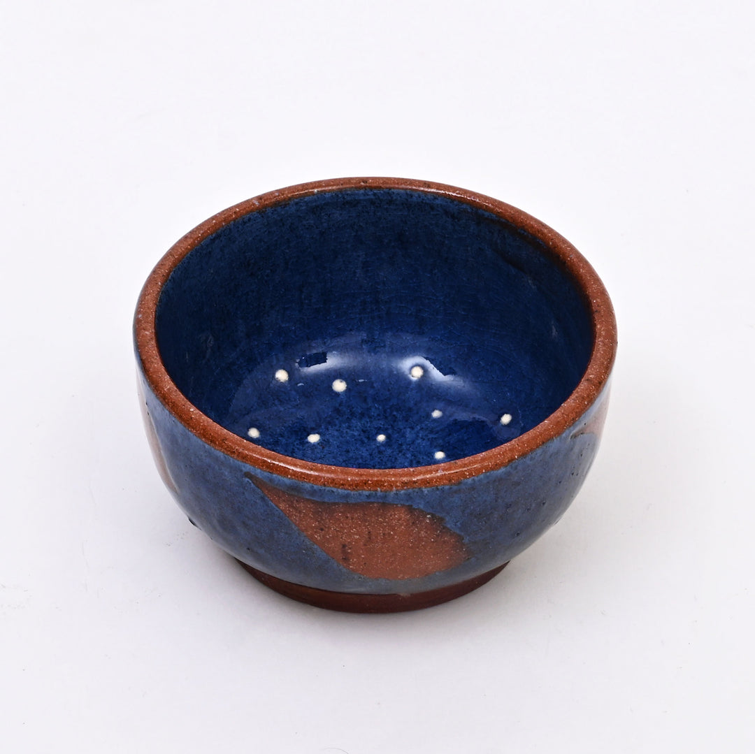 Handmade Terracotta Slip Bowl | Glossy Blue Slip Glaze | Rustic Elegance for Modern Tables
