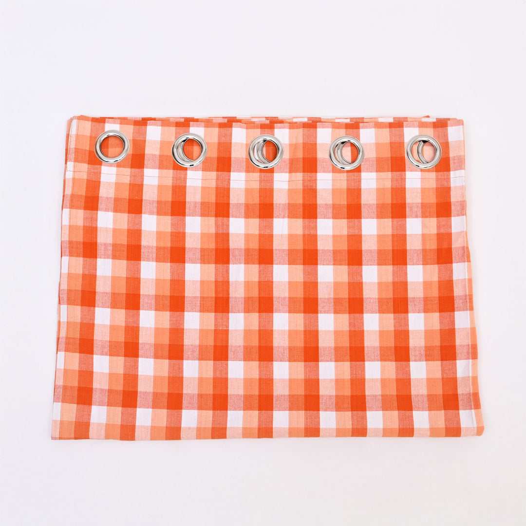 Handloom Cotton Checkered Curtain - 86"x52"
