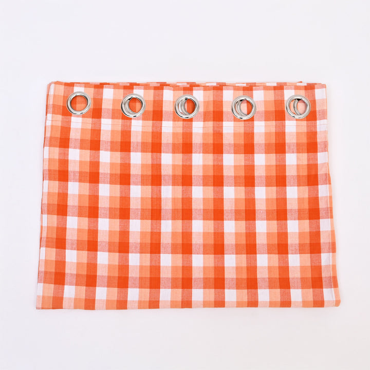 Handloom Cotton Checkered Curtain - 86"x52"