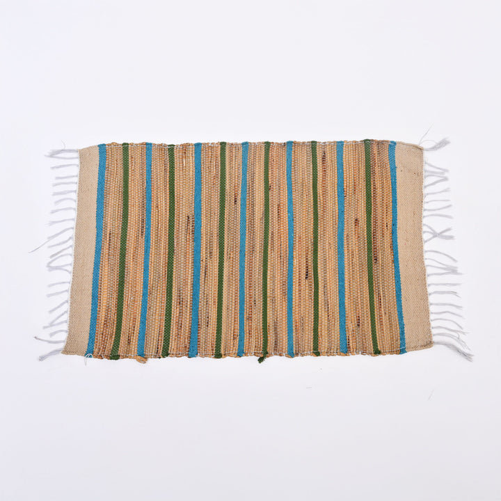 Handwoven Water Hyacinth & Cotton Prayer Mat | Multicolor Natural Comfort