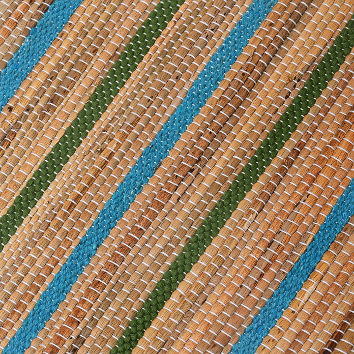 Handwoven Water Hyacinth & Cotton Prayer Mat | Multicolor Natural Comfort