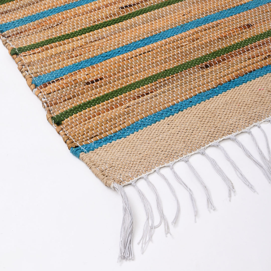 Handwoven Water Hyacinth & Cotton Prayer Mat | Multicolor Natural Comfort