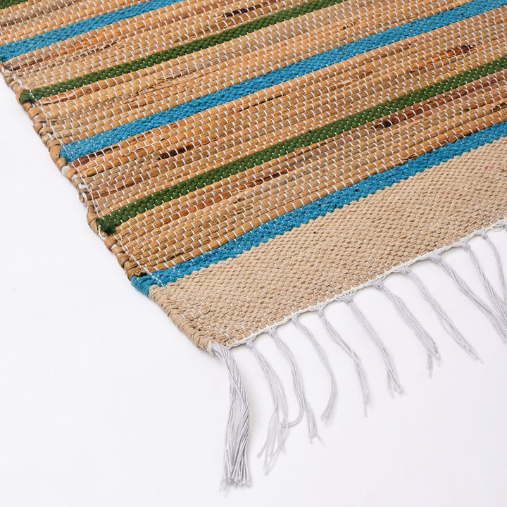 Handwoven Water Hyacinth & Cotton Prayer Mat | Multicolor Natural Comfort