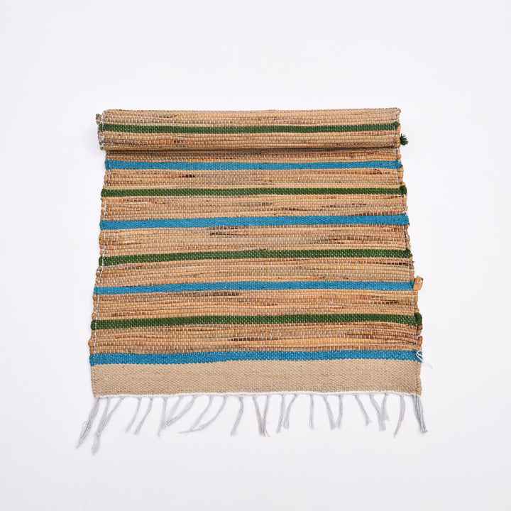 Handwoven Water Hyacinth & Cotton Prayer Mat | Multicolor Natural Comfort