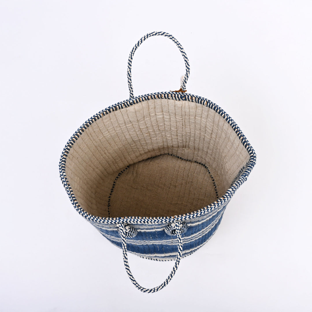 Handcrafed Jute Cotton Laundry Basket | Natural Fabric