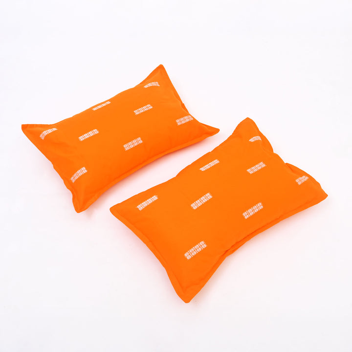 Handwoven King|Size Bedsheet Set | Orange & White | Includes 2 Pillow Covers