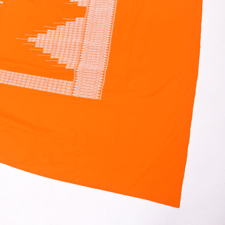 Handwoven King|Size Bedsheet Set | Orange & White | Includes 2 Pillow Covers