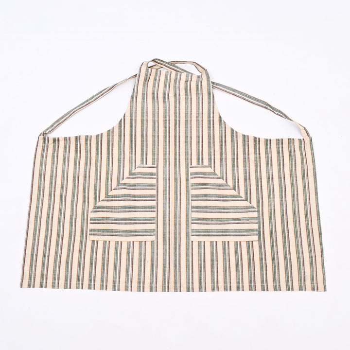 Set of 4 Handloom Cotton Aprons | Checked Design with Front Pockets