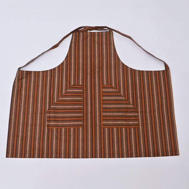 Set of 4 Handloom Cotton Aprons | Checked Design with Front Pockets