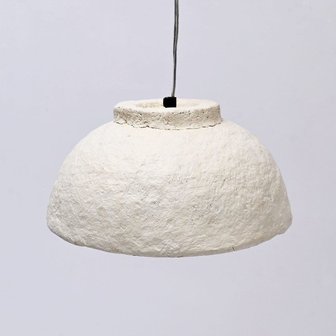 Handcrafted Paper Mache Pendant Light | White