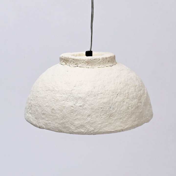 Handcrafted Paper Mache Pendant Light | White