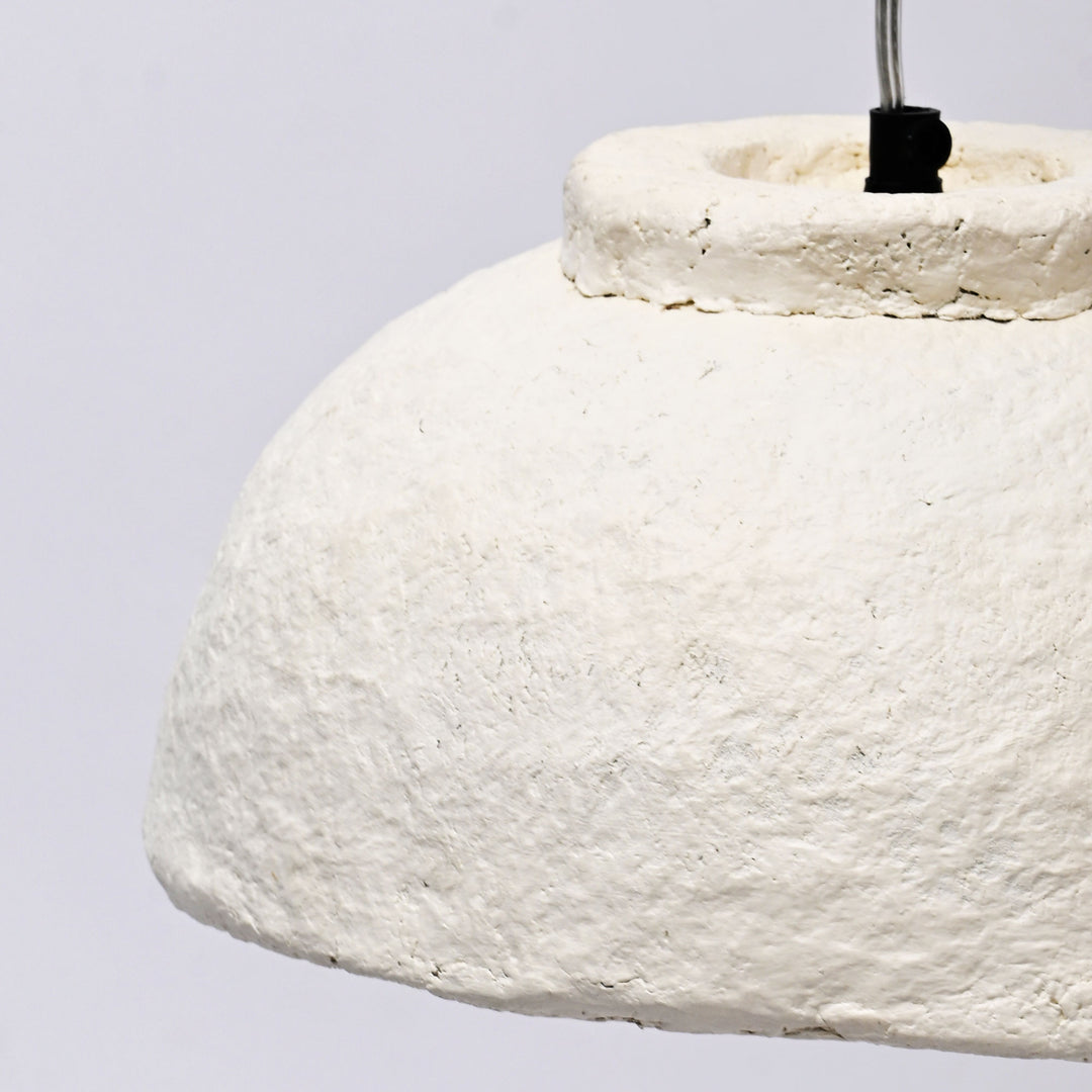 Handcrafted Paper Mache Pendant Light | White